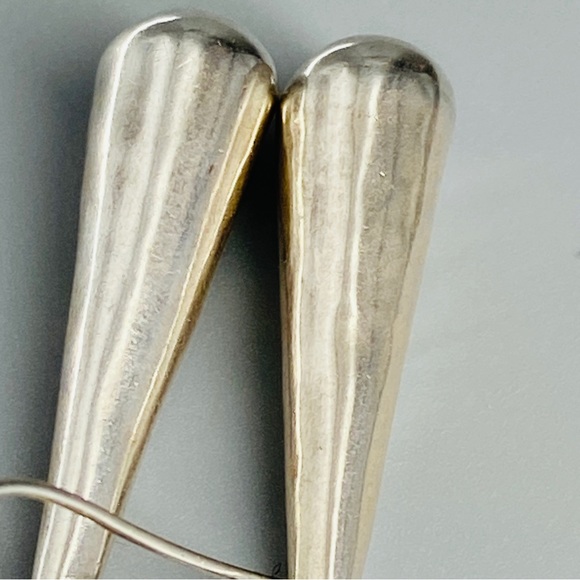 Vintage Sterling Silver Hollow Puff Ball & Teardrop Earrings Handmade - Picture 15 of 15